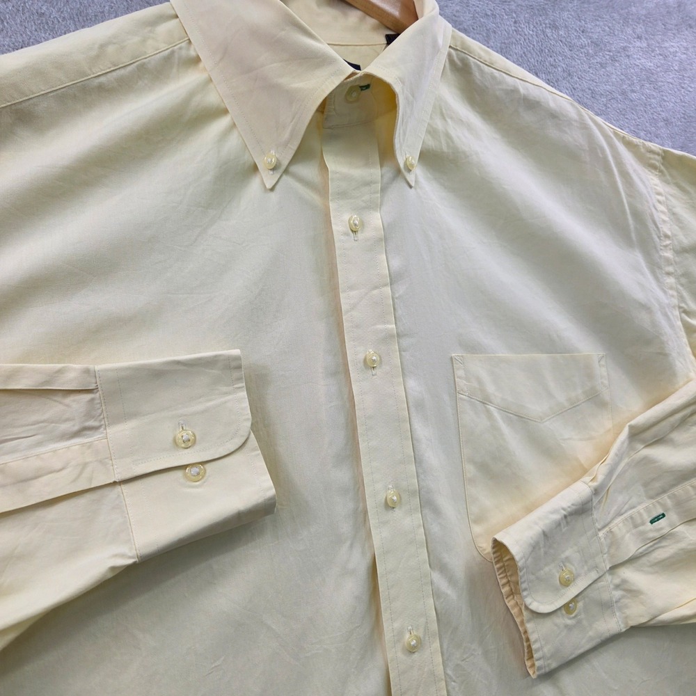 Vintage Careerwear TOMMY HILFIGER Button Down Shirt XL 17.5 Yellow 100% COTTON